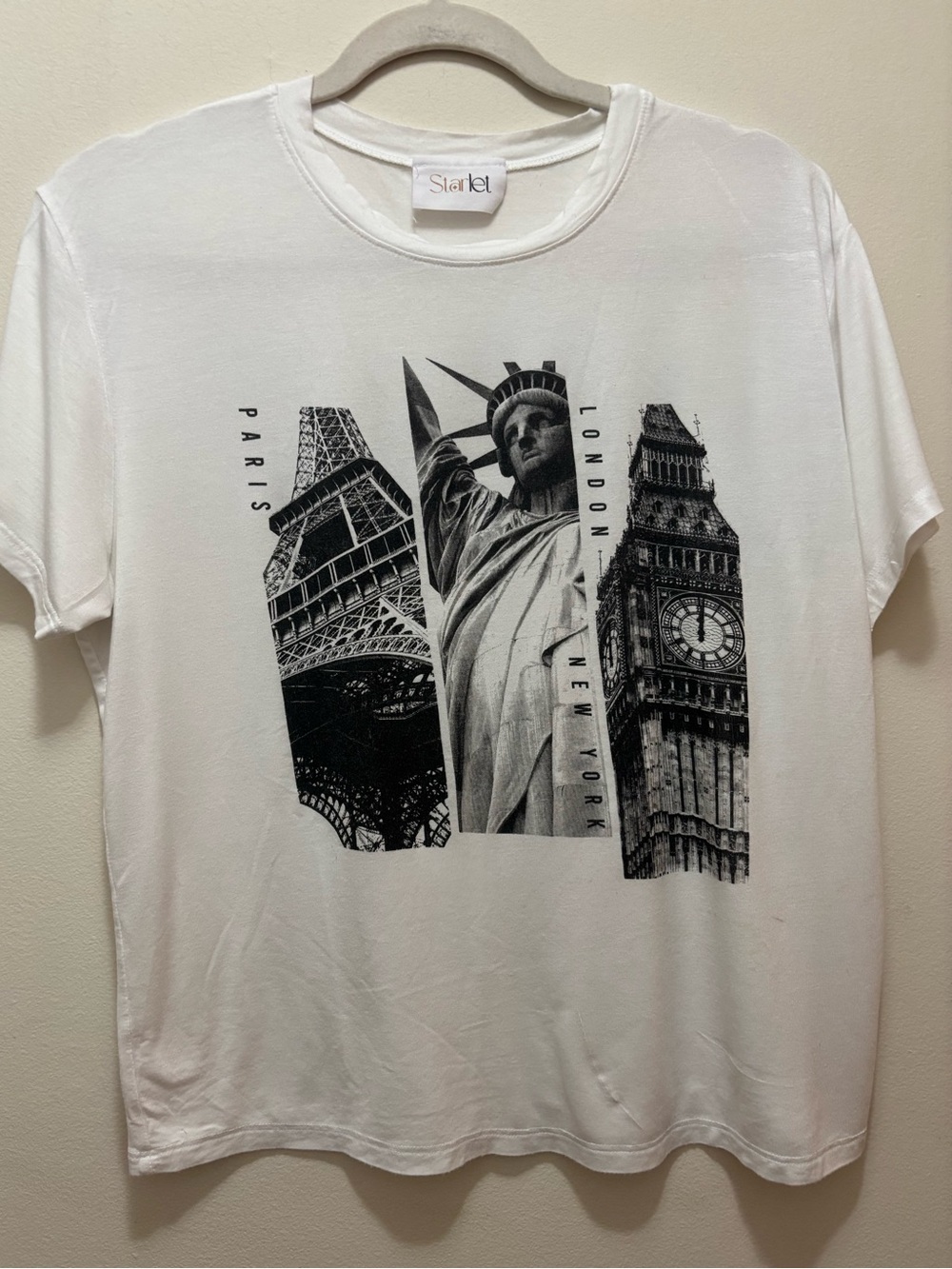 White Graphic Short-Sleeve Tee - City Landmark Print